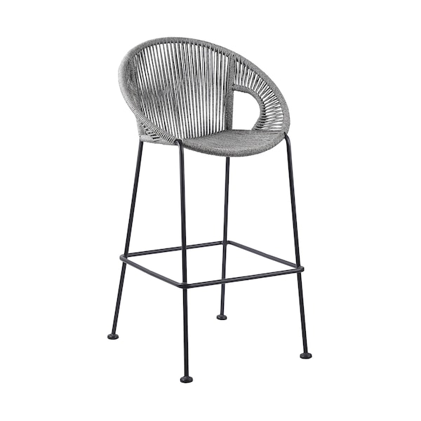 Armen Living Acapulco 26" Indoor Outdoor Steel Bar Stool with Gray Rope LCACBAGR26 - main